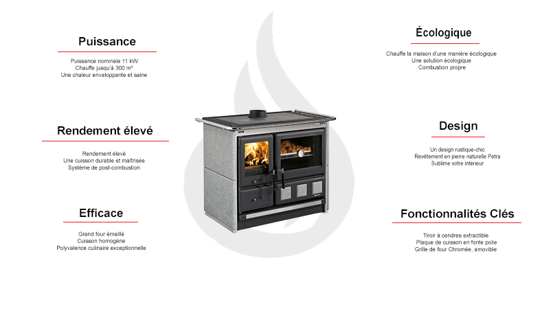 Cuisinière à bois La Nordica Rosa XXL.16 Petra 10,5 kW avec four 78,4 litres