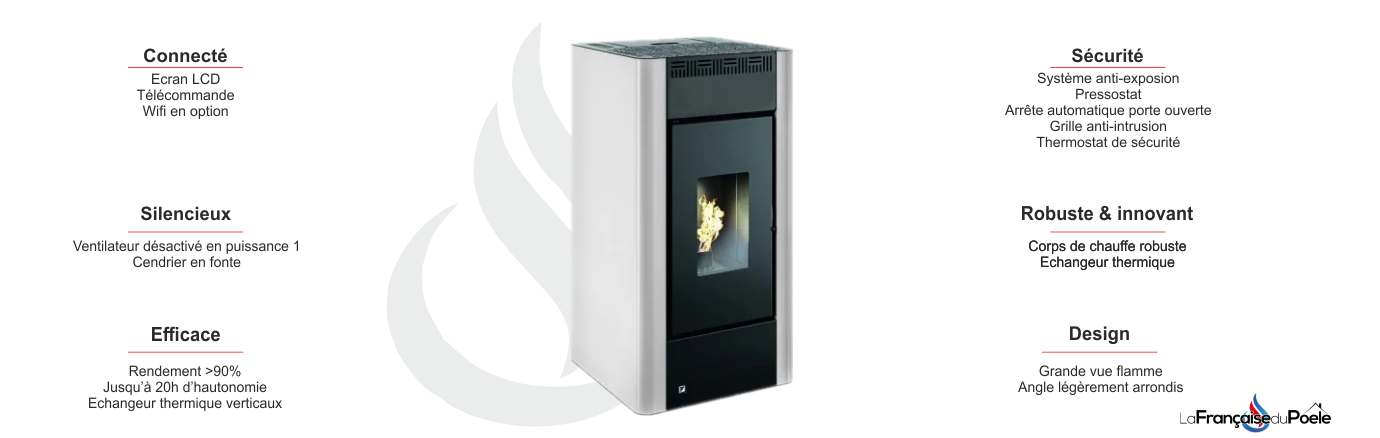 Poêle à Granulés avec Kit Ventouse 9 kW Maria-descriptif