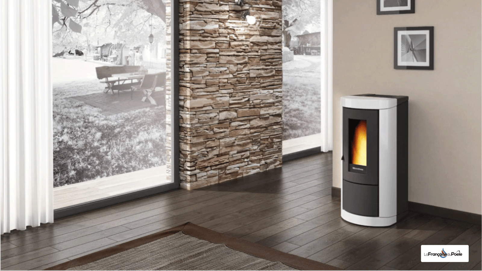 Dimensions du poêle à pellet 9 kW Extraflame Mietta Evo 496 x 1073 x 579 mm
