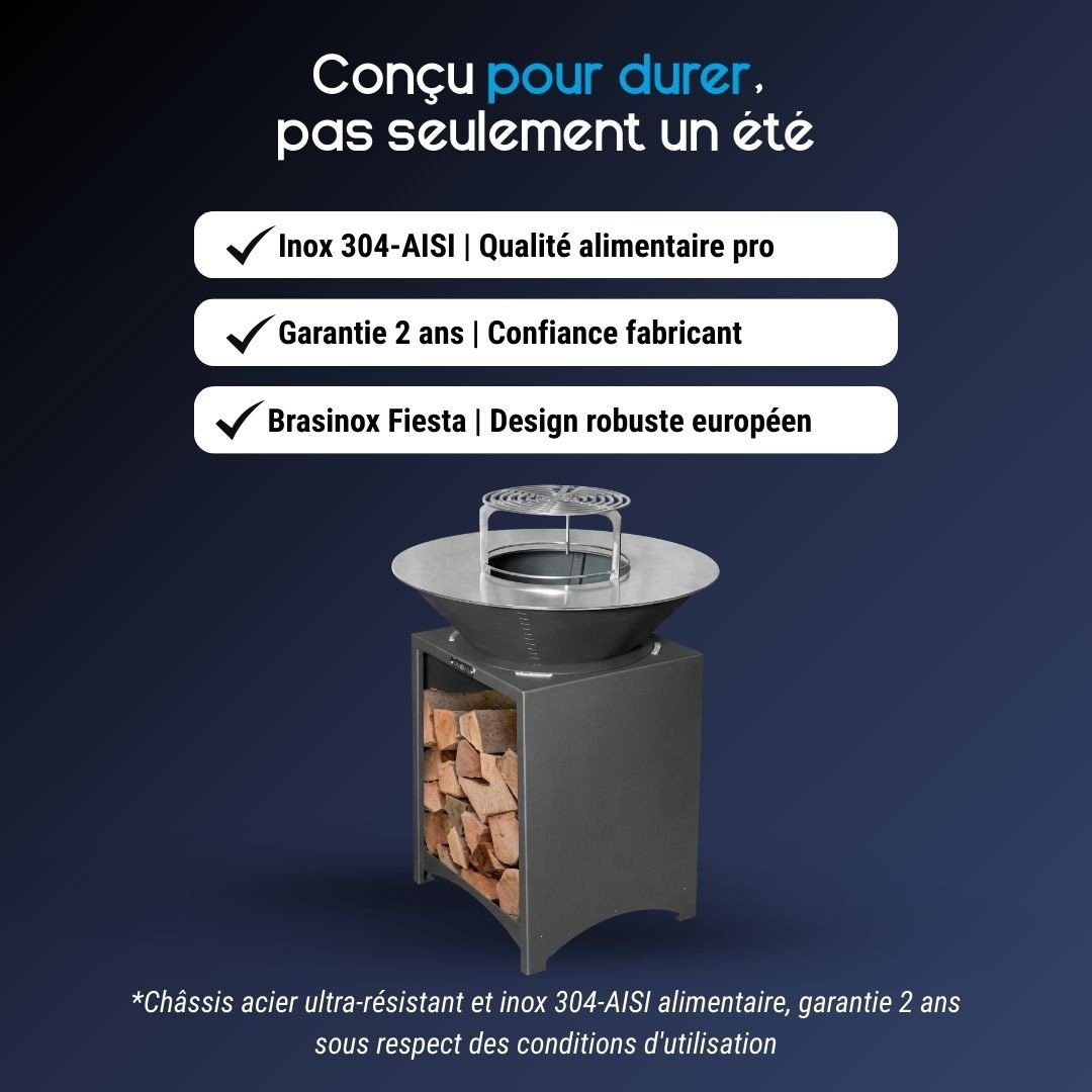 Brasero Brasinox Fiesta ⌀75 cm en acier avec plaque en Inox – Image 5