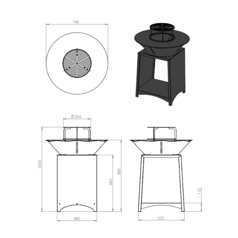 Brasero Brasinox Fiesta ⌀75 cm en acier avec plaque en Inox – Image 8