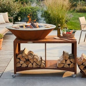 Brasero Plancha XXL Fiesta 100 cm en Acier Corten