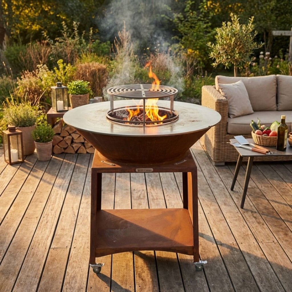 Brasero Plancha En Acier Corten Ø 100 cm - Brasinox Fiesta