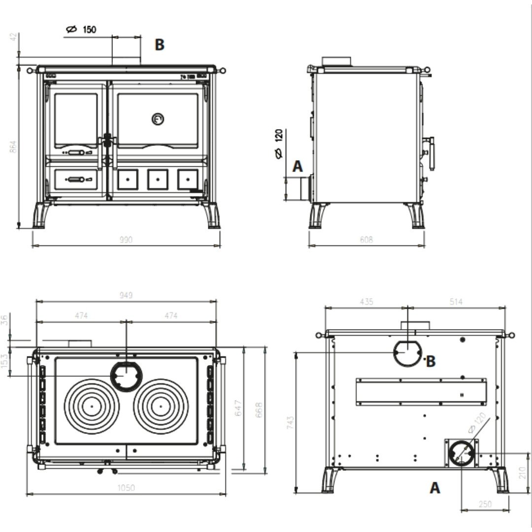 Cuisinière à bois Gardenia XXL Steel 10.5kw – Image 8