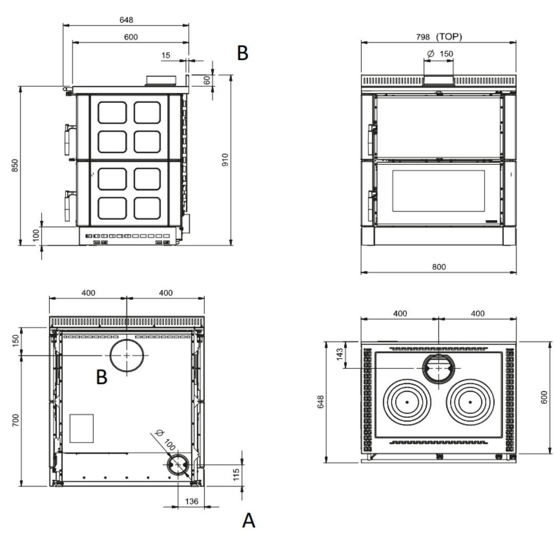 Cuisinière à Bois Verona XXL Maiolica 7 kW – Image 8