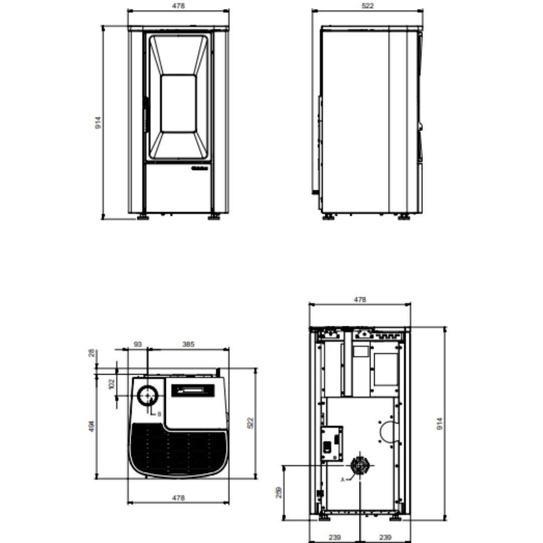 Lina Top 7kw poêle à granulés ventilé et étanche – Image 8