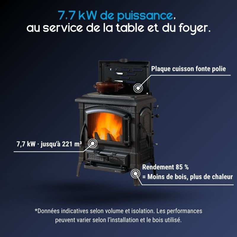 Poêle à bois avec plaque de cuisson ISETTA CC LEAN 7,7 kW – Image 3