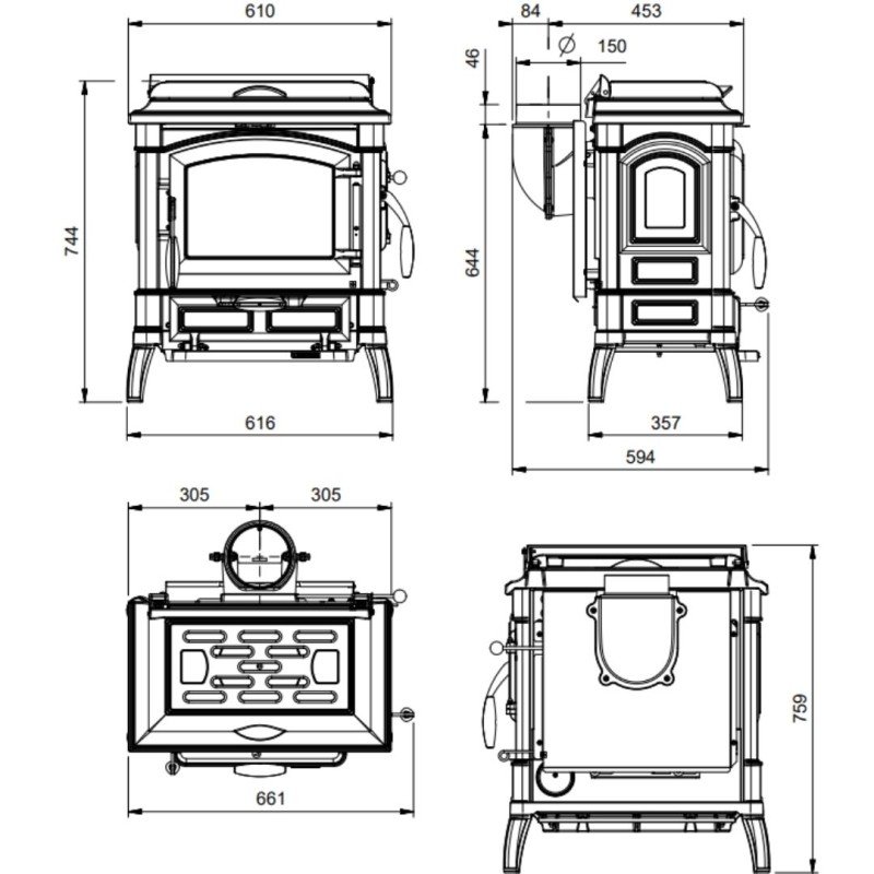 Poêle à bois avec plaque de cuisson ISETTA CC LEAN 7,7 kW – Image 8