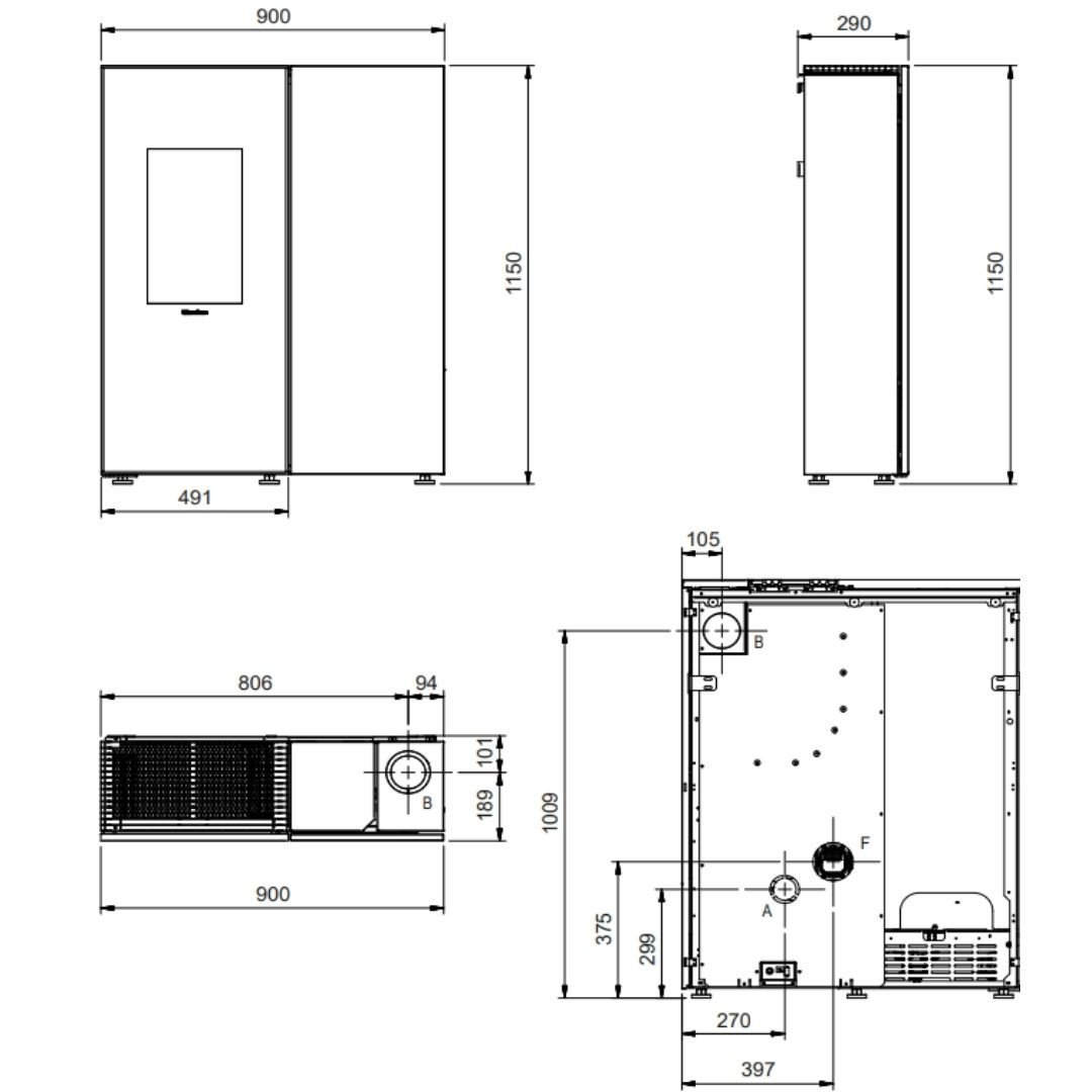 Poêle à granulés canalisable 10 kW SHARON Plus + Kit Ventouse – Image 8