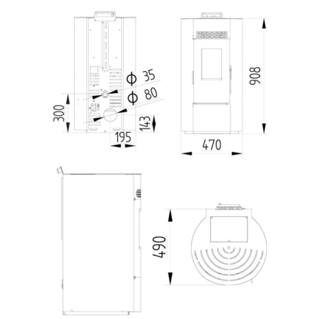 Poêle à granulés programmable Linea VZ Flute - 8 kW – Image 8