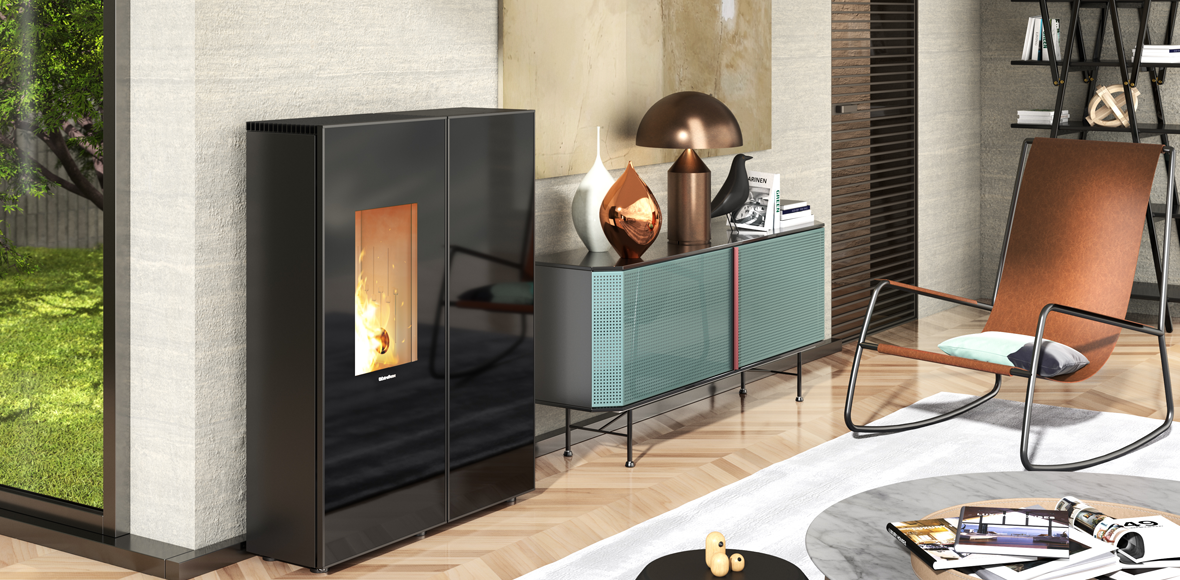 Poêle à Granulés Canalisable 10 kW SHARON + Kit Ventouse